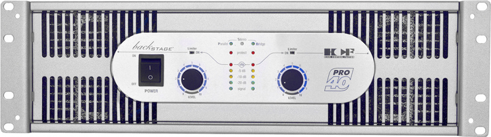 Backstage Amplificador HCF-PRO-40, 2 Canales, 4000W, XLR, Gris