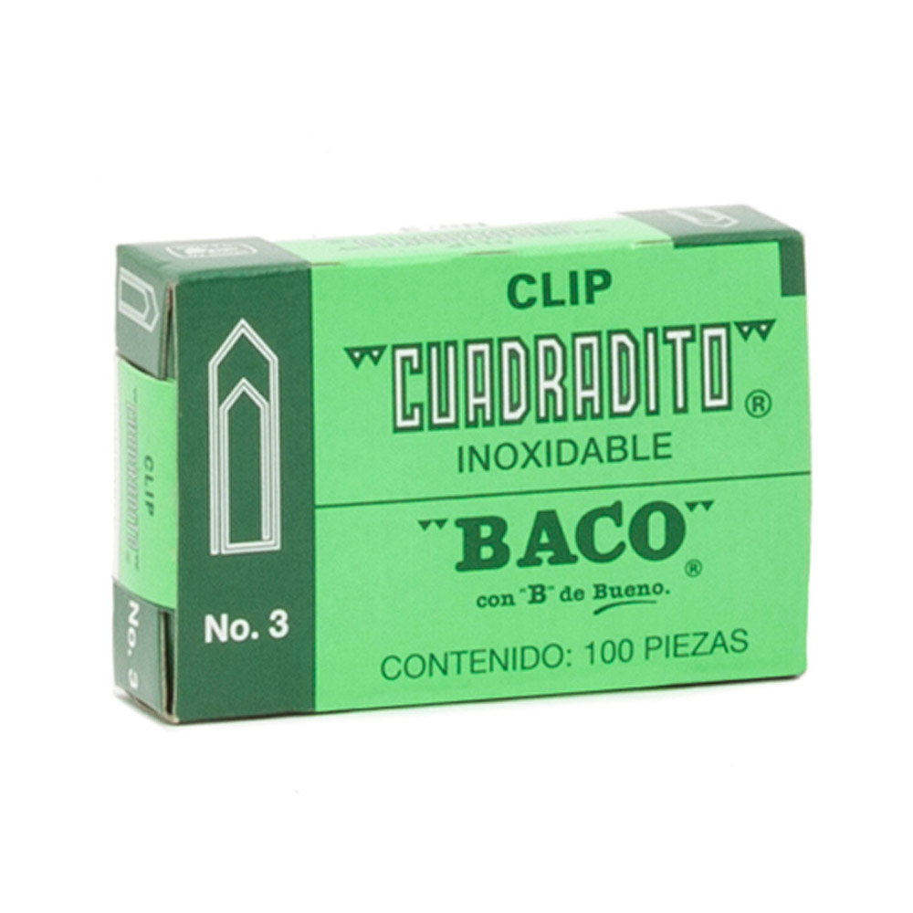 Baco Clip Cuadradito No.3, 100 Clips