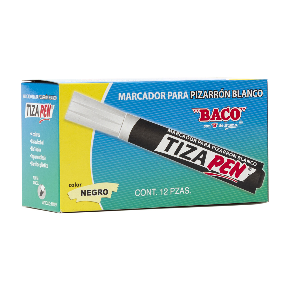 Baco Marcador para Pizarrón TIZAPEN, 12 Piezas, Negro