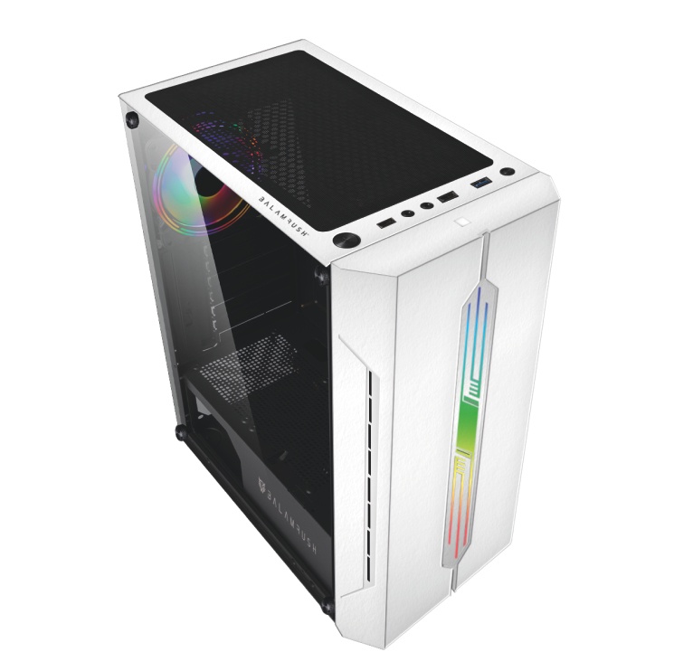 Gabinete Balam Rush CYCLOPS GSX5000, Midi-Tower, ATX/Micro-ATX/Mini-ITX, USB 2.0/3.0, sin Fuente, 1 Ventilador Instalado, Negro/Blanco 