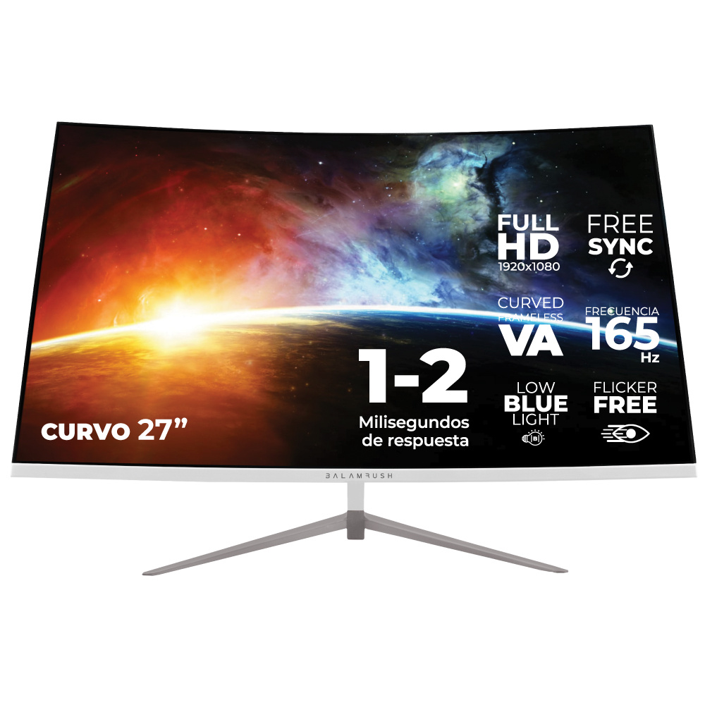 Monitor Gamer Curvo Balam Rush Ultraearth MTX27C LED 27", 1920x1080 Full HD, FreeSync, 165Hz, HDMI/DisplayPort, Blanco 