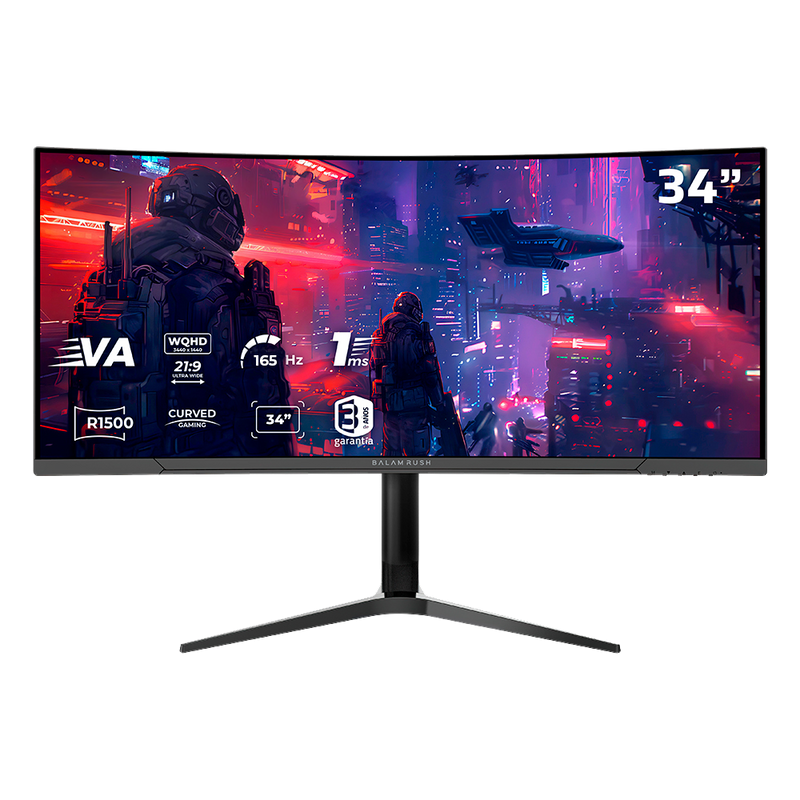 Monitor Gamer Curvo Balam Rush Extreme Earth Plus MGM34C LED 34", 3440x1440 Ultra Wide Quad HD, G-Sync/FreeSync, 165Hz, HDMI/DisplayPort, Negro