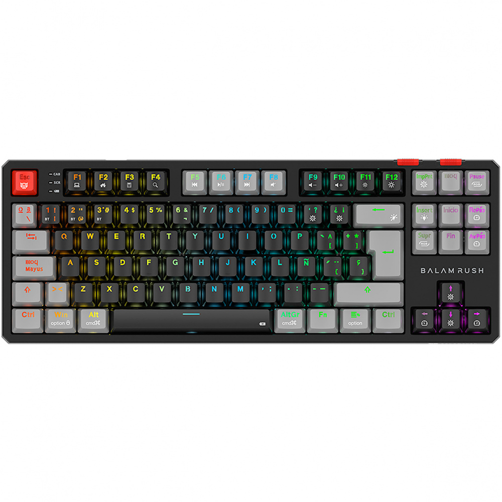 Teclado Gamer Balam Rush Level Pro GK990 LED RGB TKL, Teclado Mecánico, Outemu Red, Inalámbrico, RF Inalámbrico/Bluetooth, Negro, Español