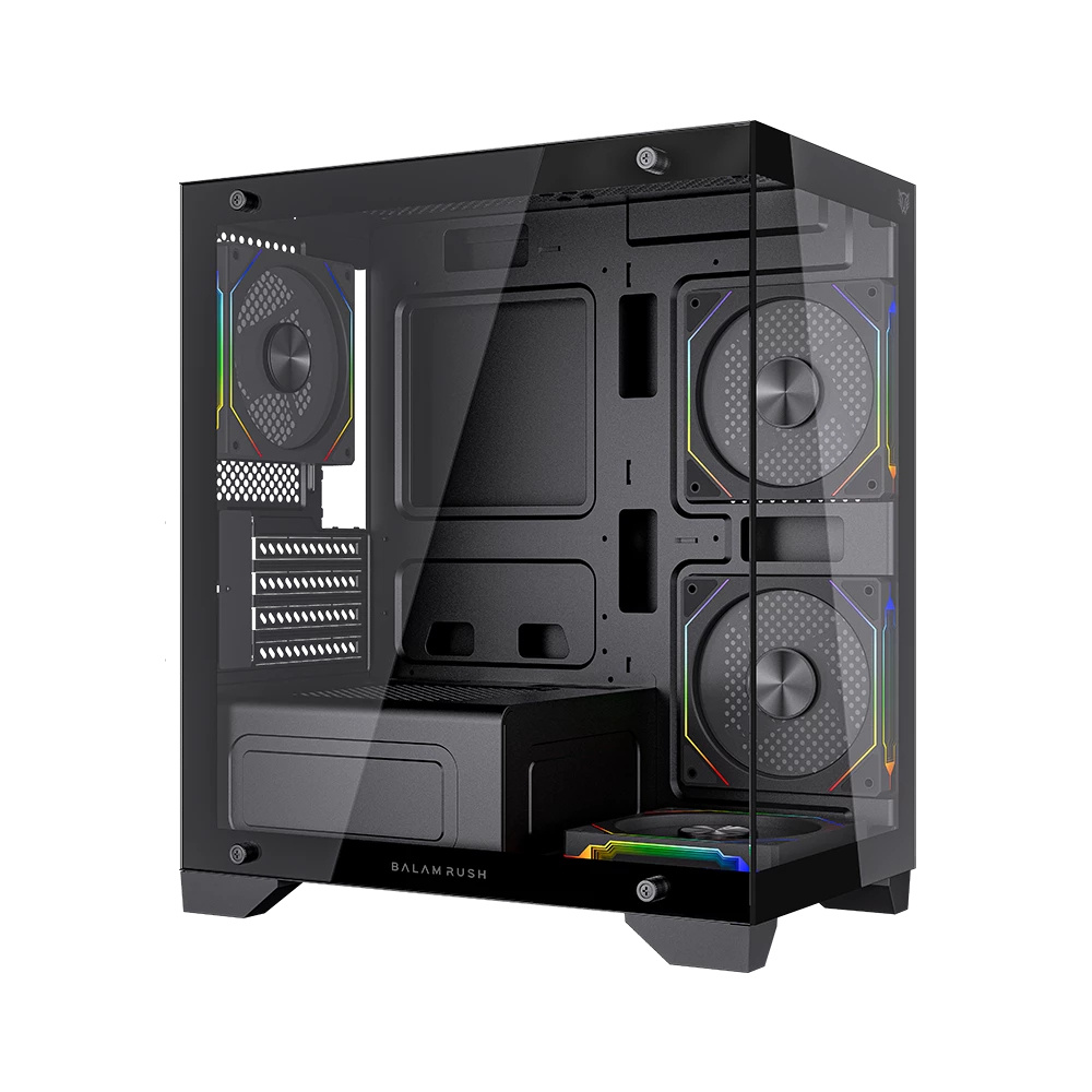 Gabinete Balam Rush Tank Perform 3600, Mini-Tower, Micro-ATX/Mini-ITX, USB 2.0/3.0, sin Fuente, 4 Ventiladores Instalados, Negro