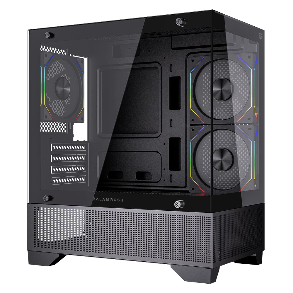 Gabinete Balam Rush Tank Perform 3200, Mini-Tower, Micro-ATX/Mini-ITX, USB 2.0, sin Fuente, 3 Ventiladores Instalados, Negro 