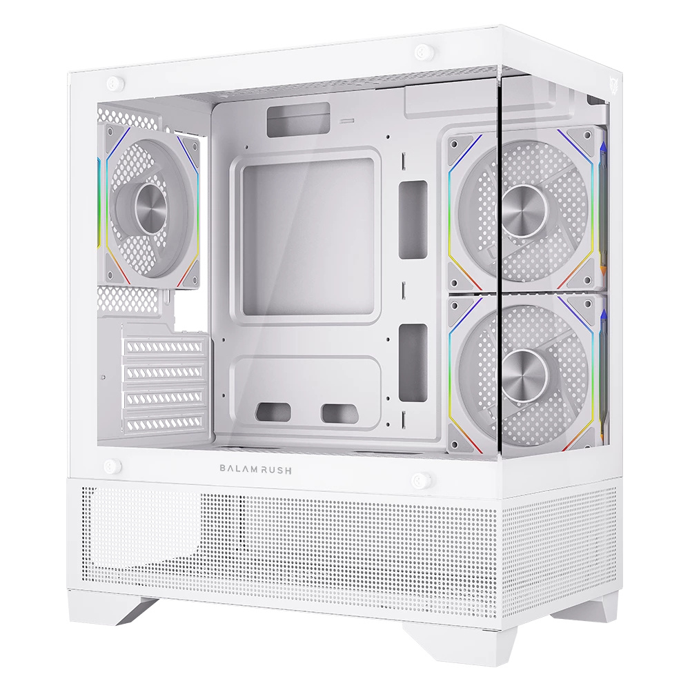 Gabinete Balam Rush Tank Perform 3200, Mini-Tower, Micro-ATX/Mini-ITX, USB 2.0/3.0, sin Fuente, 3 Ventiladores Instalados, Blanco 