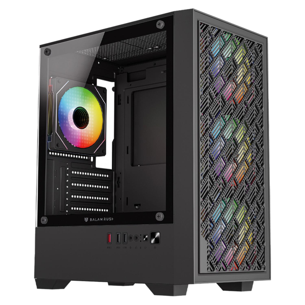Gabinete Balam Rush NITROX EDGE AIRCOOL 4700A, Mini-Tower, Micro-ATX/Mini-ITX, USB 2.0/3.0, sin Fuente, 4 Ventiladores Instalados, Negro