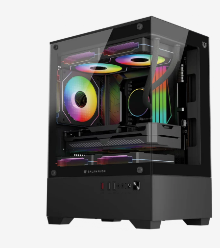 Gabinete Balam Rush NITROX GLOW CRYSTAL 4700C, Mini-Tower, Micro-ATX/Mini-ITX, USB 2.0/3.0, sin Fuente, 3 Ventiladores Instalados, Negro