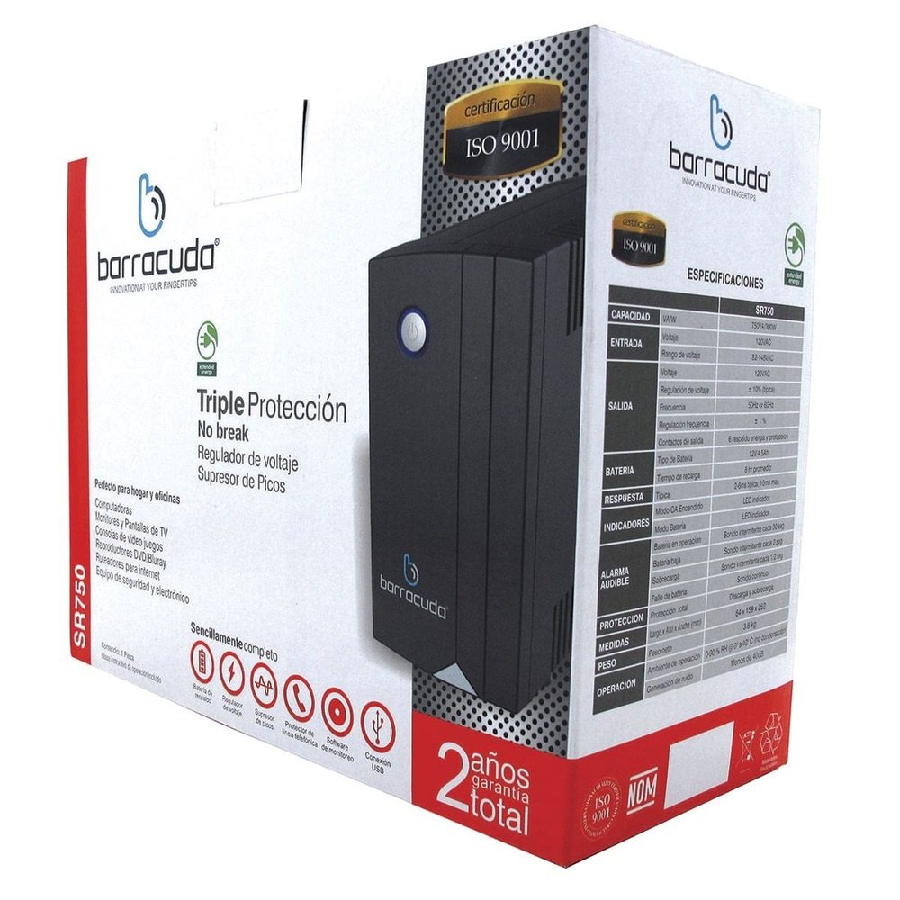 No Break Barracuda SR-750, 375W, 750VA, Entrada 120V