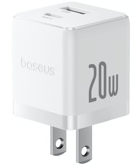 Baseus Cargador de Pared P10111609213-00, 20W, 12V, 1 x USB-A 1 x USB-C