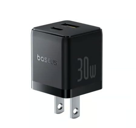Baseus Cargador de Pared P1011160B113-00, 30W, 20V, 1 x USB-A 1 x USB-C