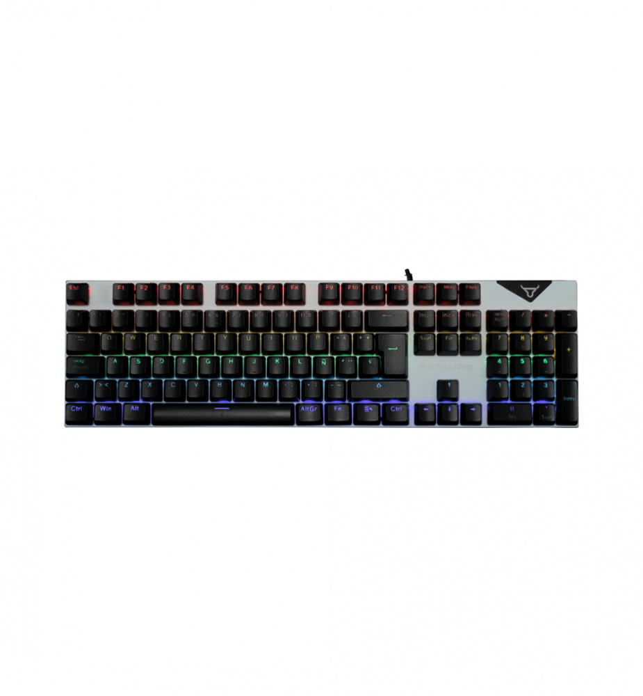 Teclado Gamer Batauro Brangus RGB, Teclado Mecánico, Switch Outemu Red, Alámbrico, Negro/Plata (Español)