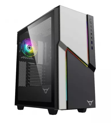 Gabinete Batauro NHYO, Midi-Tower, ATX/Micro-ATX/Mini-ITX, USB 2.0/3.0, sin Fuente, 1 Ventilador Instalado, Negro/Blanco