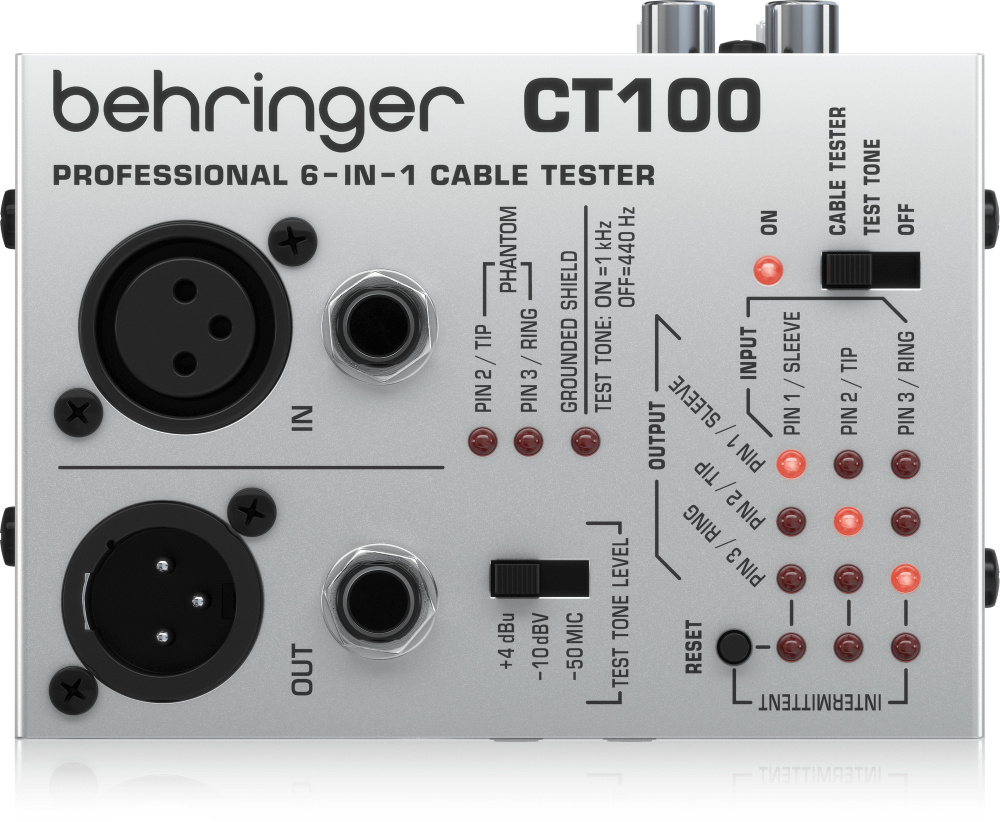 Behringer Probador de Cables CT100, XLR/TRS/RCA/MIDI, Gris
