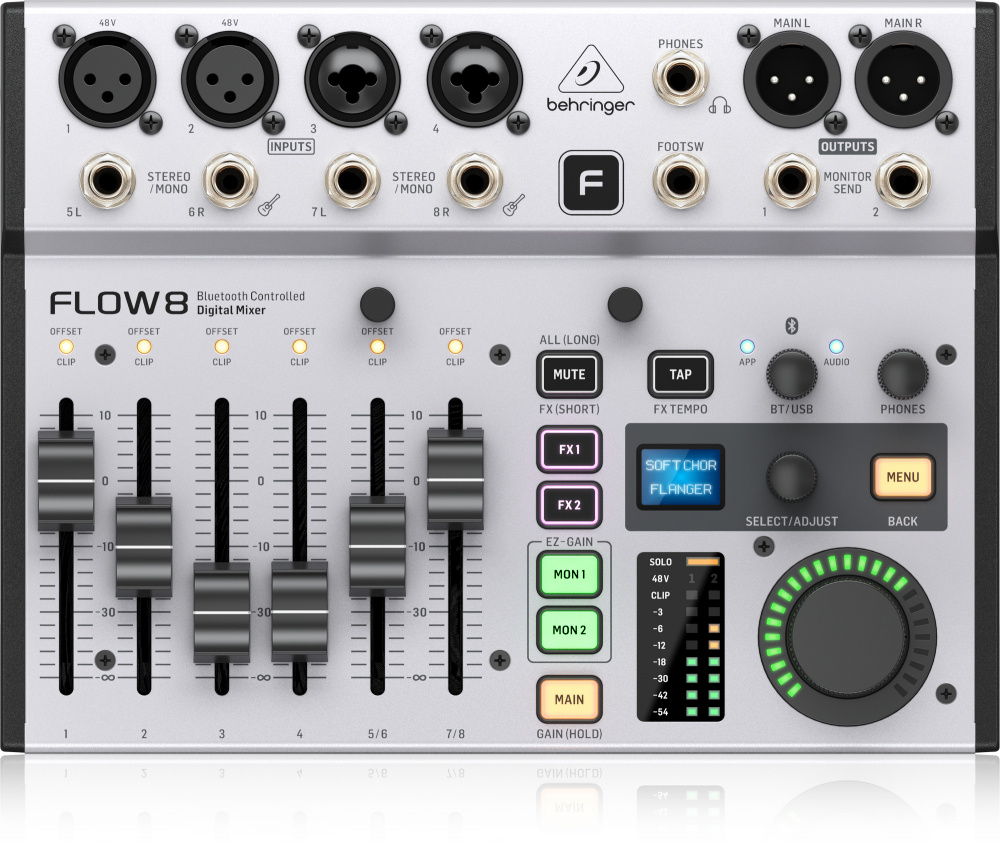 Behringer Mezcladora Digital FLOW 8, 8 Canales, 24 bit, Bluetooth, XRL, 5W