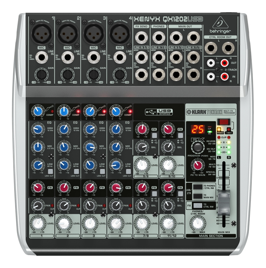 Behringer Mezcladora QX1202USB, 12 Canales, USB, Negro/Gris