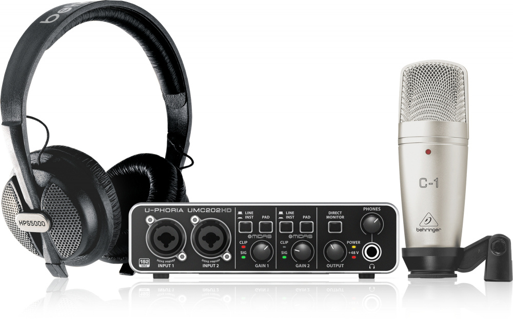 Behringer Sistema de Grabación U-PHORIA STUDIO PRO, incluye Micrófono, Audífonos e Interfaz de Audio