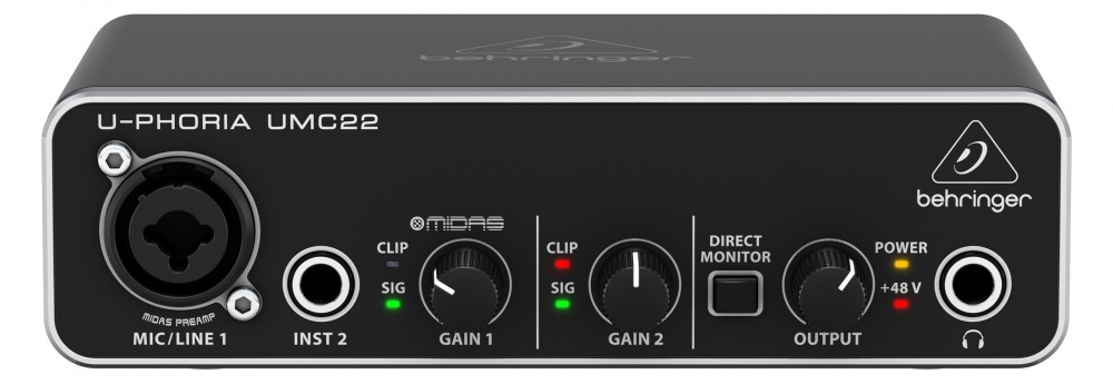 Beheringer Interfaz de Audio U-PHORIA UMC22, Salida L,R x2, Negro
