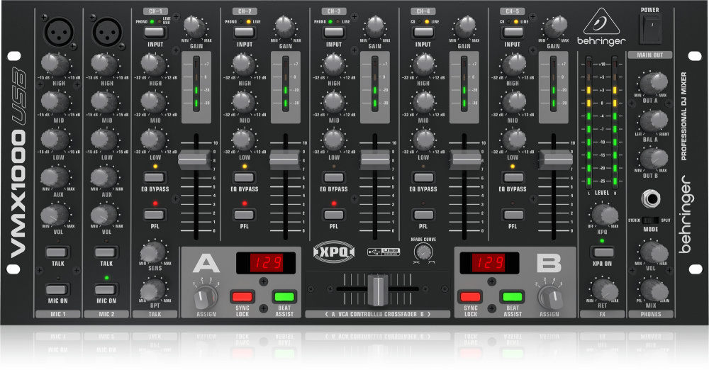 Behringer Mezcladora Digital Pro VMX1000USB, 7 Canales, USB B, XLR, Negro/Gris