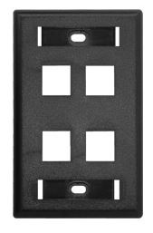 Belden Placa de Pared Key Connect, 4 Puertos, Negro