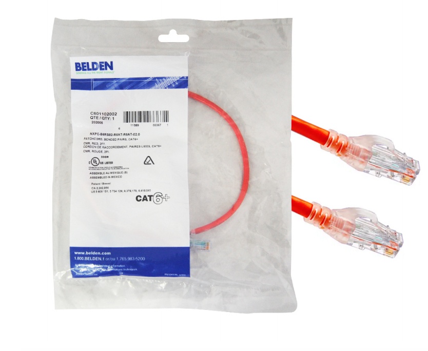 Belden Cable Patch Cat6 UTP RJ-45 Macho - RJ-45 Macho, 60cm, Rojo