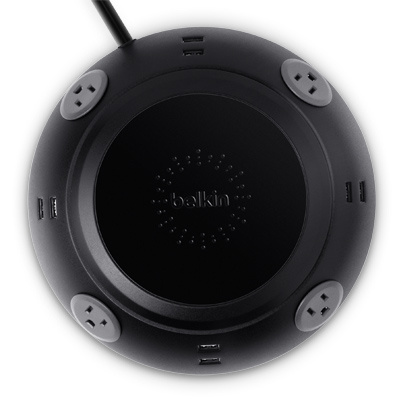 Belkin Multicontacto B2E025-06, 4 Contactos + 8x USB-A, 120V, Negro