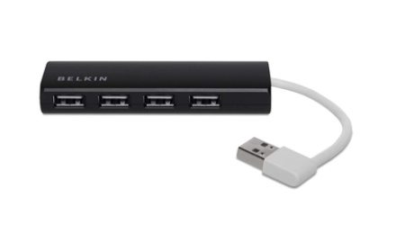 Belkin Hub USB 2.0 Macho - 4x USB 2.0 Hembra, 480 Mbit/s, Negro