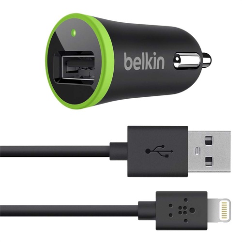 Belkin Cargador para Auto con Cable USB 2.0 - Lightning, 1.2 Metro, Negro