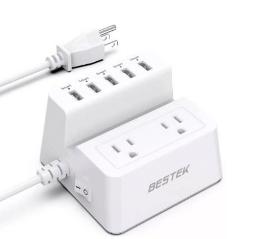 Bestek Supresor de Picos MRJ2004-WH, 5 Contactos, 2 x USB A, 1700 Joules