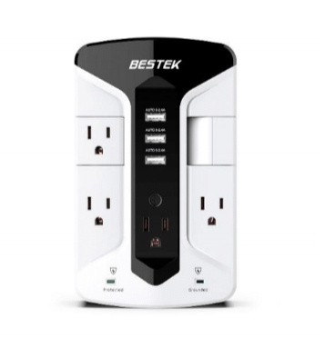 Bestek Multicontacto MRJ7004, 5 Contactos, 3 x USB A, 1875W