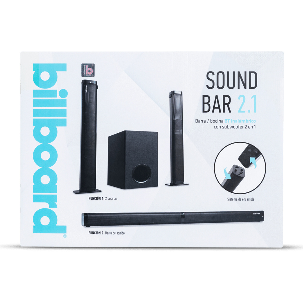 Billboard Barra de Sonido con Subwoofer BB-S32064, Bluetooth, Alámbrico/Inalámbrico, 2.1 Canales, 60W RMS