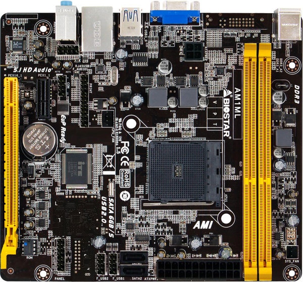 Tarjeta Madre Biostar micro ATX AM1ML, LGA AM1, 16GB DDR3, para AMD