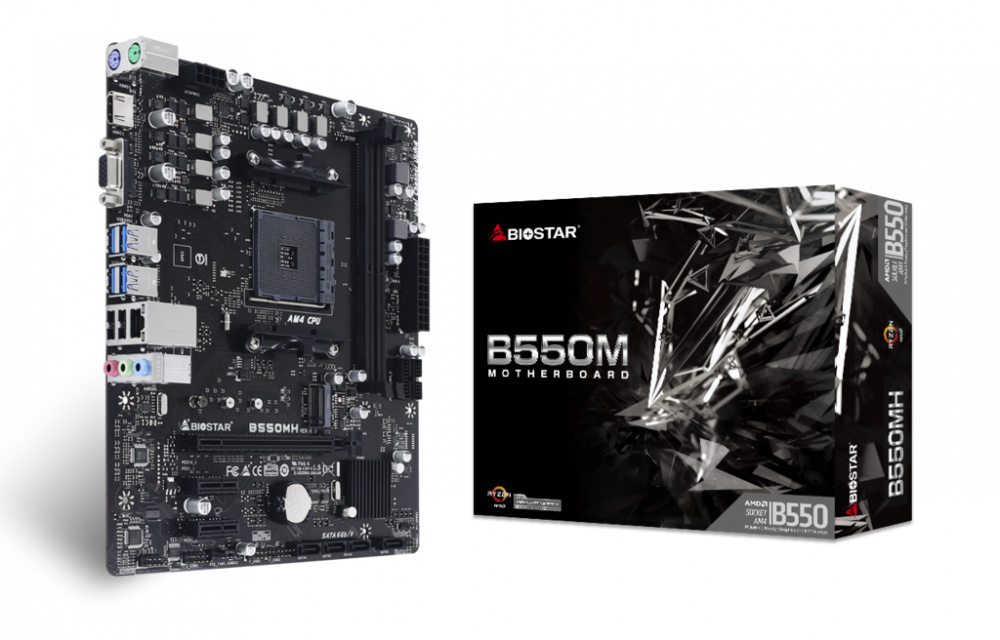 Tarjeta Madre Biostar micro ATX B550MH, S-AM4, AMD B550, HDMI, 64GB DDR4 para AMD ― Requiere Actualización de Bios para la Serie Ryzen 5000 ― Producto usado, reparado - Funcional.