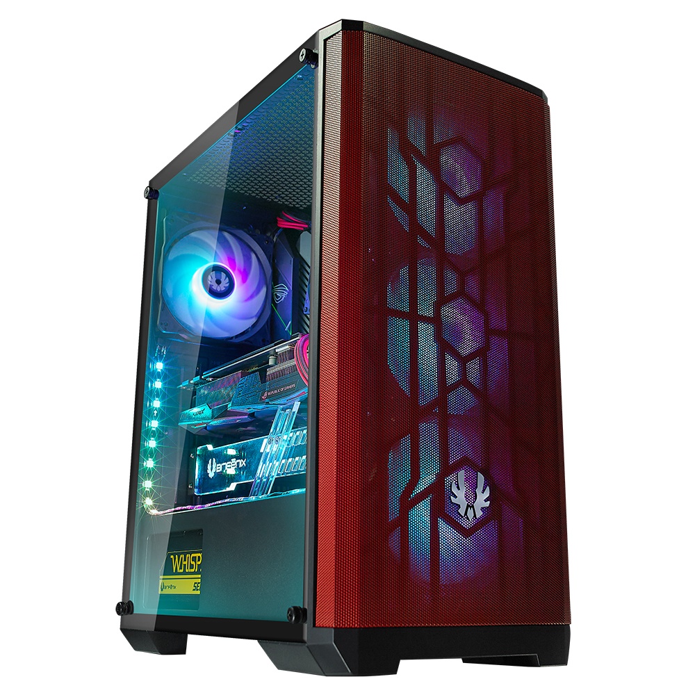 Gabinete BitFenix Nova Mesh SE TG con Ventana RGB, Midi-Tower, ATX/micro ATX/Mini-ITX, USB 3.0, sin Fuente, Negro/Rojo