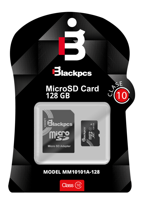 Memoria Flash Blackpcs MM10101A-128, 128GB MicroSD Clase 10, con Adaptador