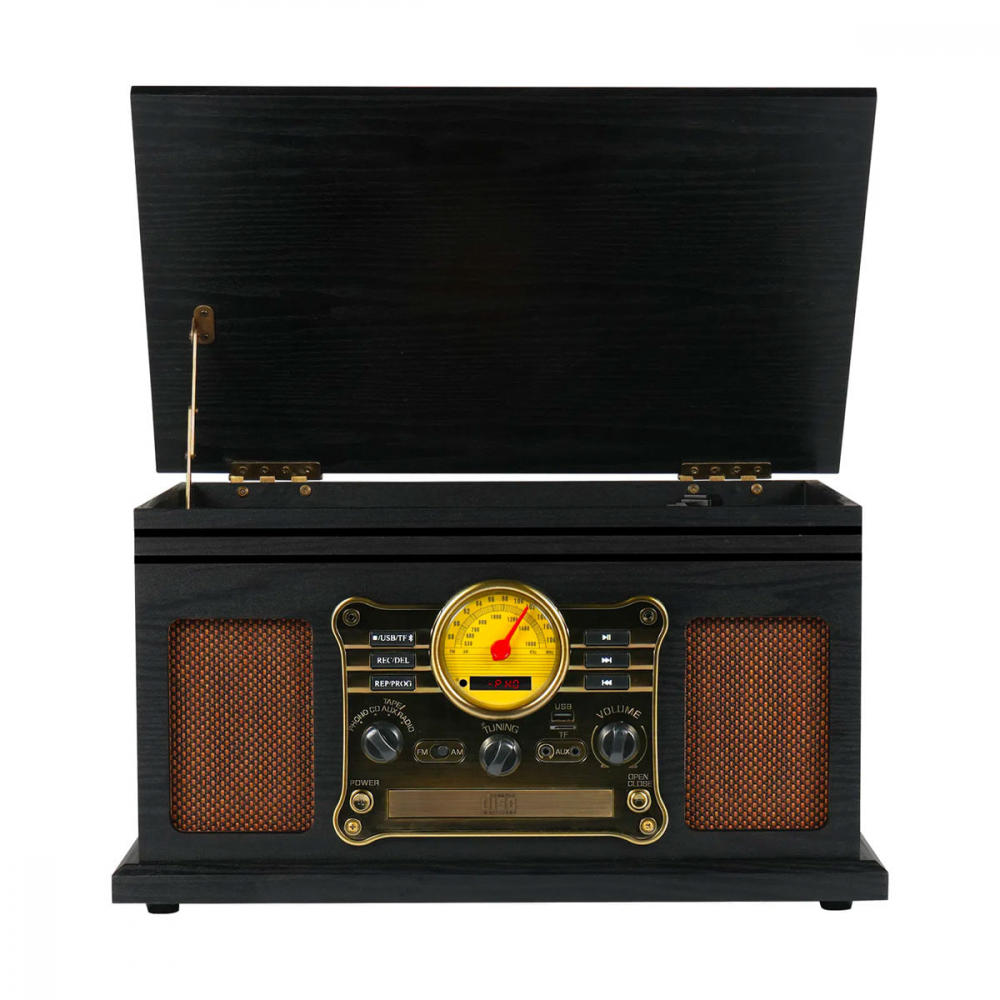 Bonn TE-007R Tornamesa, Bluetooth, Negro/Café