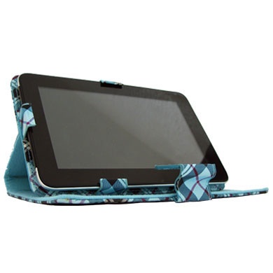 BRobotix Funda de Vinipiel 070328, para Tablet 7", Escocés Azul