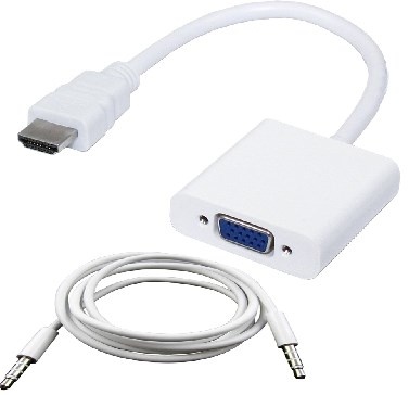 BRobotix Convertidor HDMI Macho - VGA Hembra + Audio, Blanco