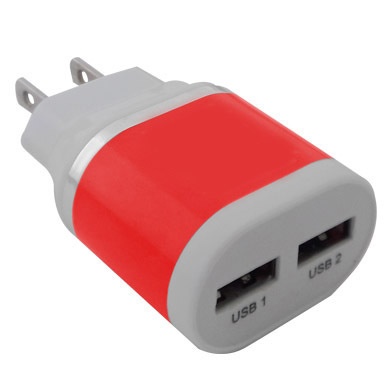 BRobotix Cargador USB 161264O, 2x USB 2.0, Rojo