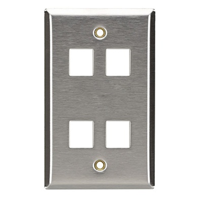 BRobotix Placa de Pared, RJ-45, 4 Puertos, Plata