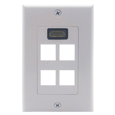 BRobotix Placa de Pared, RJ-45 + HDMI, 5 Puertos, Blanco