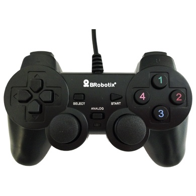 BRobotix Gamepad para Juegos RumblePad, Alámbrico, USB 2.0, Negro