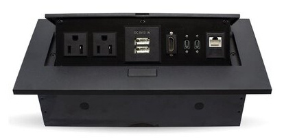 BRobotix Caja para Mesa 406405, USB-C, HDMI, RJ-45, Negro