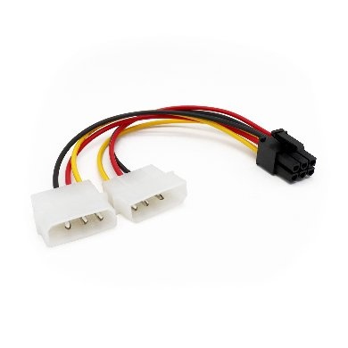 BRobotix Cable de Poder PCI-E (6-pin) Macho - 2 x Molex (4-pin) Macho, 18cm 