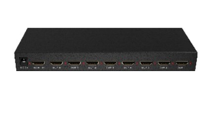 BRobotix Video Splitter HDMI, 8 Puertos HDMI, Negro