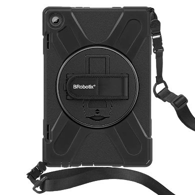 BRobotix Funda de Silicona con Correa y Giro para Tablet Lenovo TB-328FU/TB-328XU, Negro