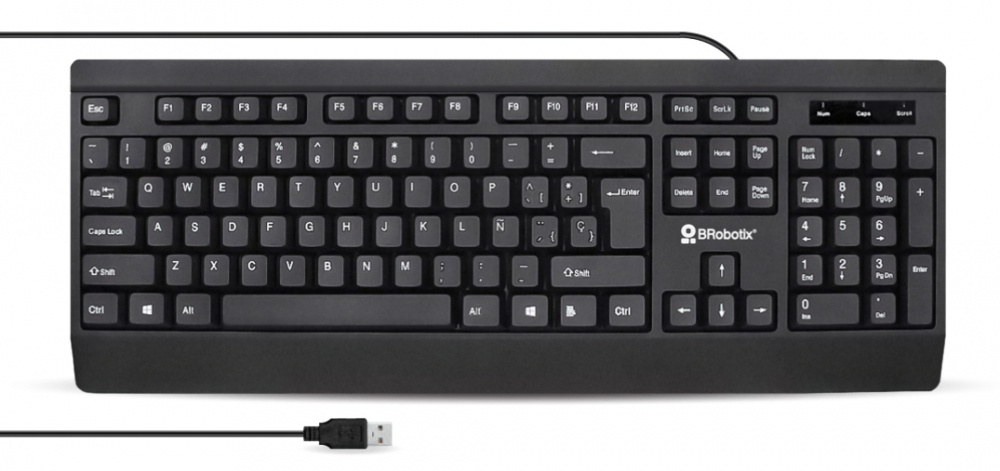 Teclado BRobotix 6007181, Teclado Mecánico, Óptico, Alámbrico, USB, Negro, Español