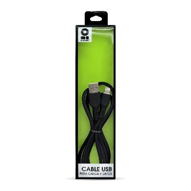 BRobotix Cable de Carga Lightning Macho - USB A Macho, 1 Metro, Negro, para iPhone/iPad