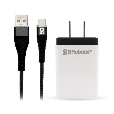 BRobotix Cargador USB 963325, 1x USB 2.0, Negro - Incluye Cable USB de 1 Metro
