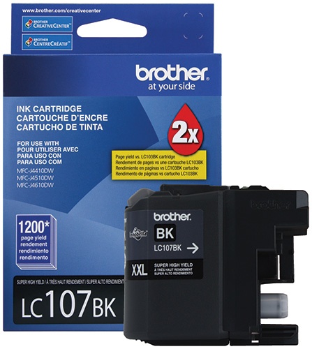 Cartucho Brother LC107BK Negro, 1200 Páginas